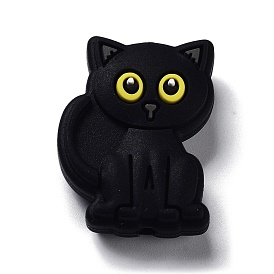Силиконовые бусины с черным котом