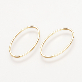 Brass Linking Rings, Nickel Free, Real 18K Gold Plated, Oval