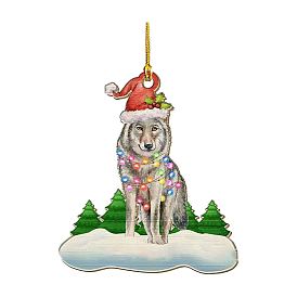 Décorations pendentif loup en acrylique, pour les ornements suspendus de fête d'arbre de Noël