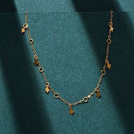 304 Женские ожерелья-цепочки с ромбовидными кисточками из нержавеющей стали, ионное покрытие (ip)