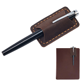 Зажим для ручки/карандаша из коровьей кожи, пенал для шариковой ручки, с железным зажимом