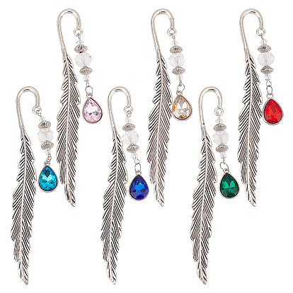 Стеклянная капля кулон камень рождения закладки, закладка из перьев из сплава