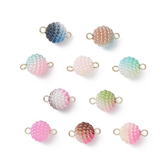 Акриловые круглые подвески-фигурки в форме ягод из искусственного жемчуга, с 304 двойными петлями из нержавеющей стали, разноцветные