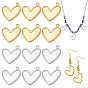 12pcs 2 couleurs 304 pendentifs en acier inoxydable, charme coeur, anti-ternissement