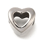 304 из нержавеющей стали европейские шарики, бусины с большим отверстием, сердце