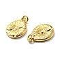 Rack Plating Brass Pendants, with Jump Ring, Lead Free & Cadmium Free, Long-Lasting Plated, Teardrop with Flower Charm