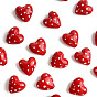 Baking Paint Glass Beads, Polka Dot Heart