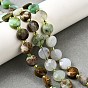 Природные серпантину нитей бисера, граненые, плоско-круглые, с бисером