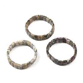 Bracelets extensibles en perles rectangulaires en agate mexicaine naturelle, bracelet de tuiles