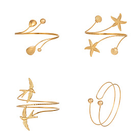 304 Stainless Steel Upper Arm Cuff, Open Arm Cuff Bangles for Women, Golden