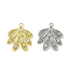 Подвески из латуни с прозрачным фианитом, без кадмия, без никеля и без свинца, долговечный, лист прелести