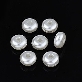 ABS Plastic Imitation Pearl Beads, Flat Round