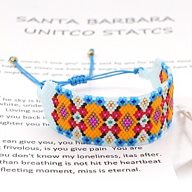 Bohemian Style Handmade Miyuki Beaded Bracelet with Geometric Patterns