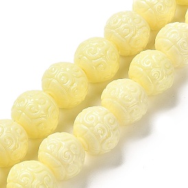 Synthetic Coral Carved Beads, Dyed, Round