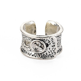 Buckle Wide Open Cuff Ring, Tibetan Style Alloy Ring for Women, Cadmium Free & Lead Free