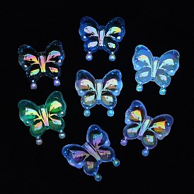 Светящиеся УФ-покрытие радужные радужные акриловые бусины, светится в темноте, бабочка