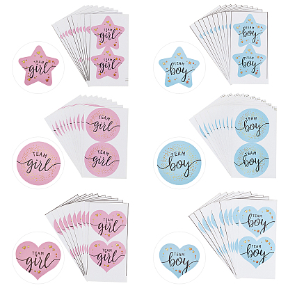120Pcs 3 Style TEAM Girl and Boy Stickers, Adhesive Label Sealing Stickers, for Candy & Gift Packaging Paste