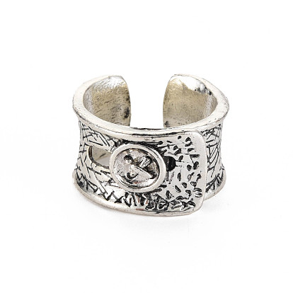 Buckle Wide Open Cuff Ring, Tibetan Style Alloy Ring for Women, Cadmium Free & Lead Free