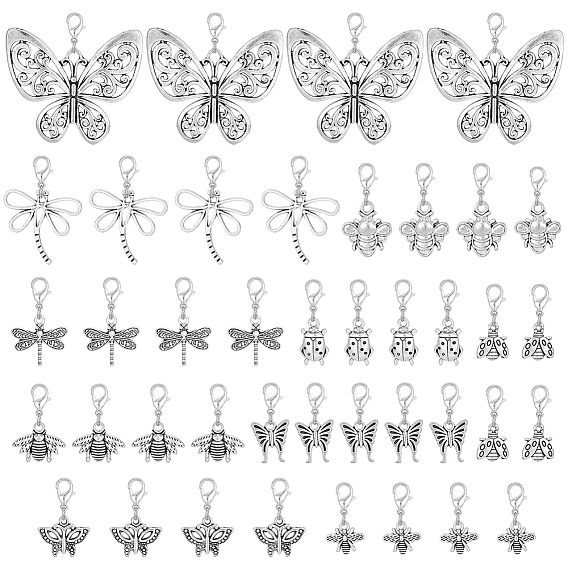 Подвеска из сплава в тибетском стиле на тему насекомых, украшение, с карабин-лобстерами , стрекоза/пчела/бабочкабожья коровка