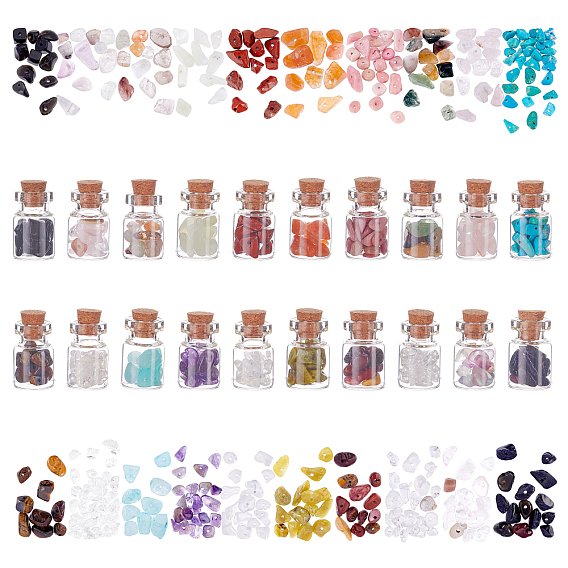 70g 20 Style Natural & Synthetic Mixed Gemstone Chip Beads Set