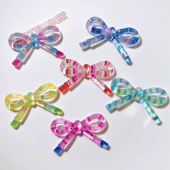 Прозрачного акрилового кабошонов, бант с полоской
