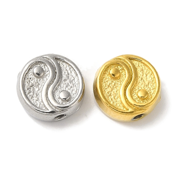 304 из нержавеющей стали бусы, плоские круглые с инь-янь