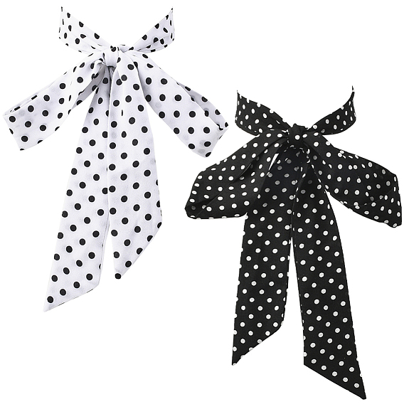 2шт. 2 цвета шифоновых галстуков для женщин, Однотонный галстук в горошек