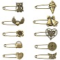 20 шт. 10 стили булавки для килта из сплава для рюкзака, античная бронза