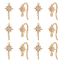16Pcs Brass Micro Pave Clear Cubic Zirconia Star Earring Hooks