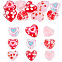 12Pcs 6 Colors Glass Enamel Beads, Hand Painted Beads, Heart