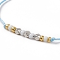 3Pcs 3 Style Plastic Braided Bead Bracelets Set, Waxed Polyester Cord Adjustable Bracelets for Women