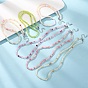 Dyed Natural Green Jade Round Beaded Necklaces, with Brass End Chains, Platinum