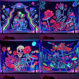 UV Reactive Blacklight Trippy Wall Hanging Tapestry, Hippie Tapestry for Home Decoration, Rectangle