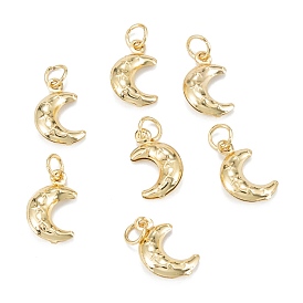 Brass Charms, Long-Lasting Plated, with Jump Ring, Moon