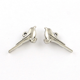 Pendentifs en alliage de zinc de style tibétain, sans plomb et sans cadmium, charmes d'oiseaux, 11.7x25.7x5mm, Trou: 1mm, environ238 pcs / 500 g
