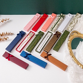 Boîtes à colliers rectangulaires en papier avec nœud papillon, coffret cadeau à bijoux pour le rangement des colliers