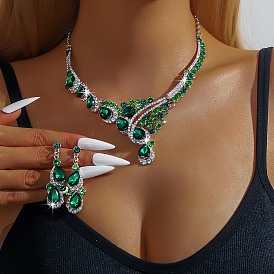 Комплекты из ожерелий и серег-гвоздиков из сплава со стразами в форме капли для женщин