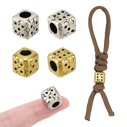 4шт 2 цвета латунные европейские бусины, бусины с большим отверстием, игральная кость