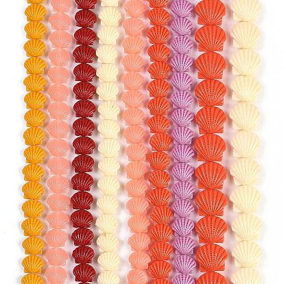 Нити резных бусин синтетического коралла, формы раковины