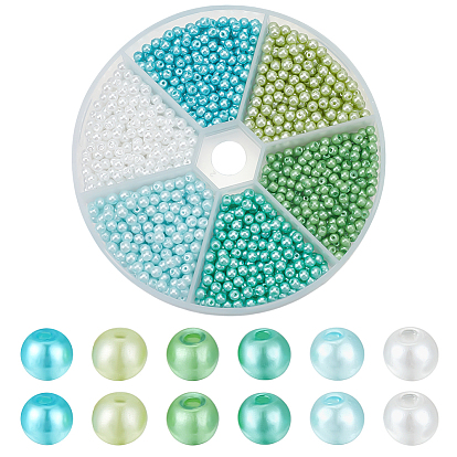 1500шт 6 цвета запекания окрашенные стеклянные жемчужные бусины, жемчужные, круглые