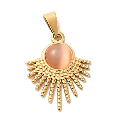 Подвески из смолы с имитацией кошачьего глаза, ионное покрытие (IP) позолоченное 304 подвески для вентиляторов из нержавеющей стали