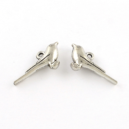 Pendentifs en alliage de zinc de style tibétain, sans plomb et sans cadmium, charmes d'oiseaux, 11.7x25.7x5mm, Trou: 1mm, environ238 pcs / 500 g