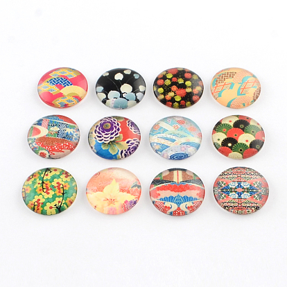 Half Round/Dome Pattern Photo Glass Flatback Cabochons for DIY Projects