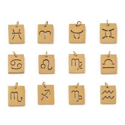 304 прелести нержавеющей стали, с целью перехода в кольце, золотые, прямоугольник с подвеской в виде созвездия