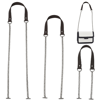 3 шт 3 стили ремни для сумок из искусственной кожи, с цепочкой из цинкового сплава и Т-образными застежками