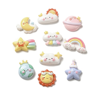 Солнце луна облако радуга непрозрачная смола декодированные кабошоны, разнообразные