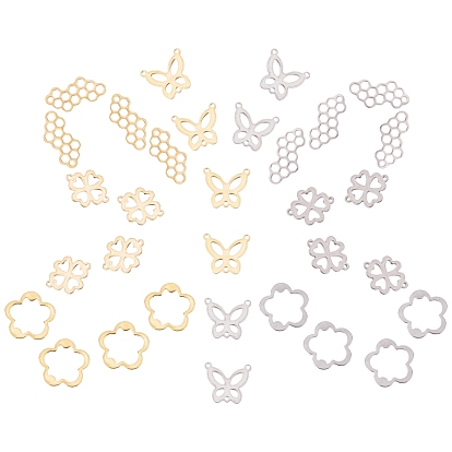 Stainless Steel Links Connectors & Chandelier Components Links & Filigree Joiners, Mixed Shapes