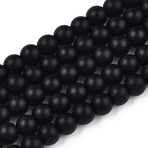 Opaque Glass Beads Strands, Frosted, Round