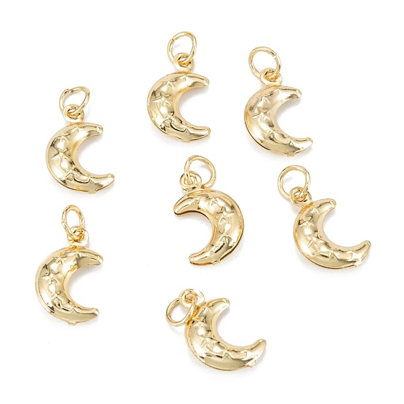 Brass Charms, Long-Lasting Plated, with Jump Ring, Moon