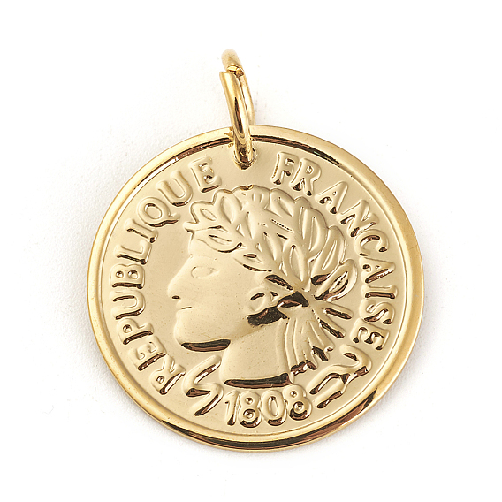 304 Stainless Steel Coin Pendants, Republique Francaise 1808